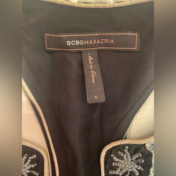 BCBG MAXAZRIA Silk Embellished Beaded Lined V Neck Racerback Dress w/pockets Sm - Picture 4 of 10